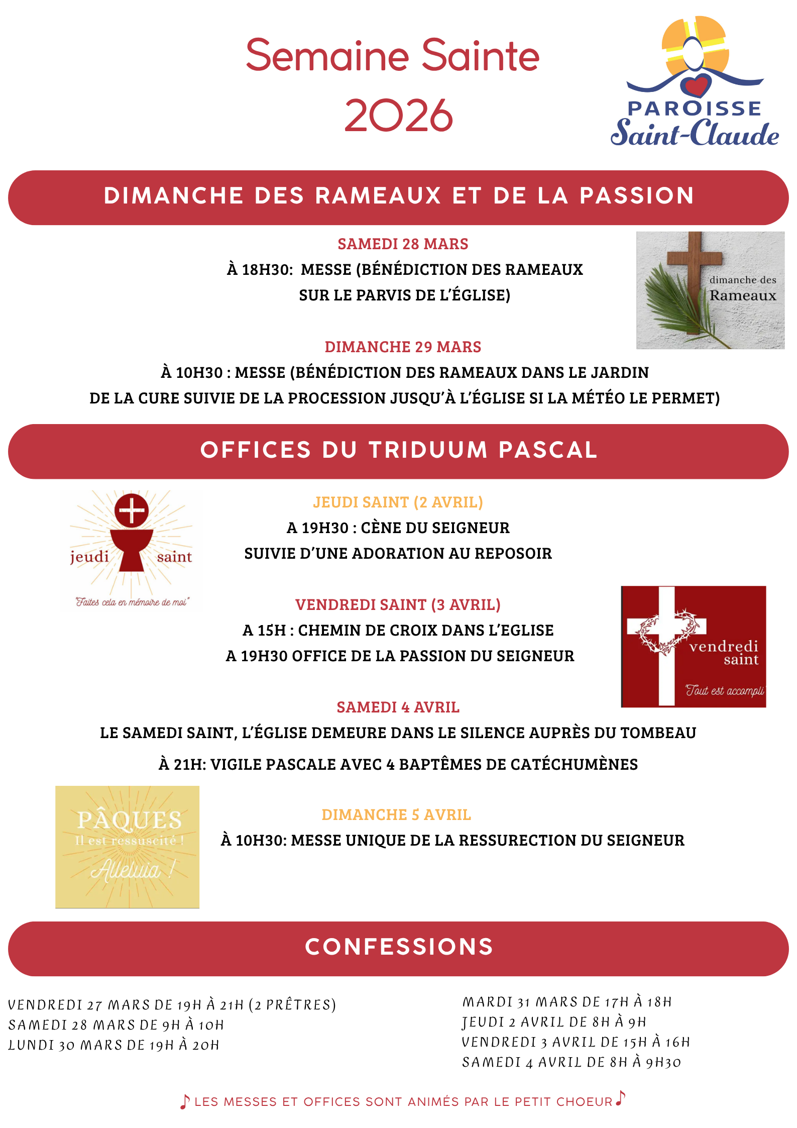 Carême, Semaine Sainte, Pâques 2026